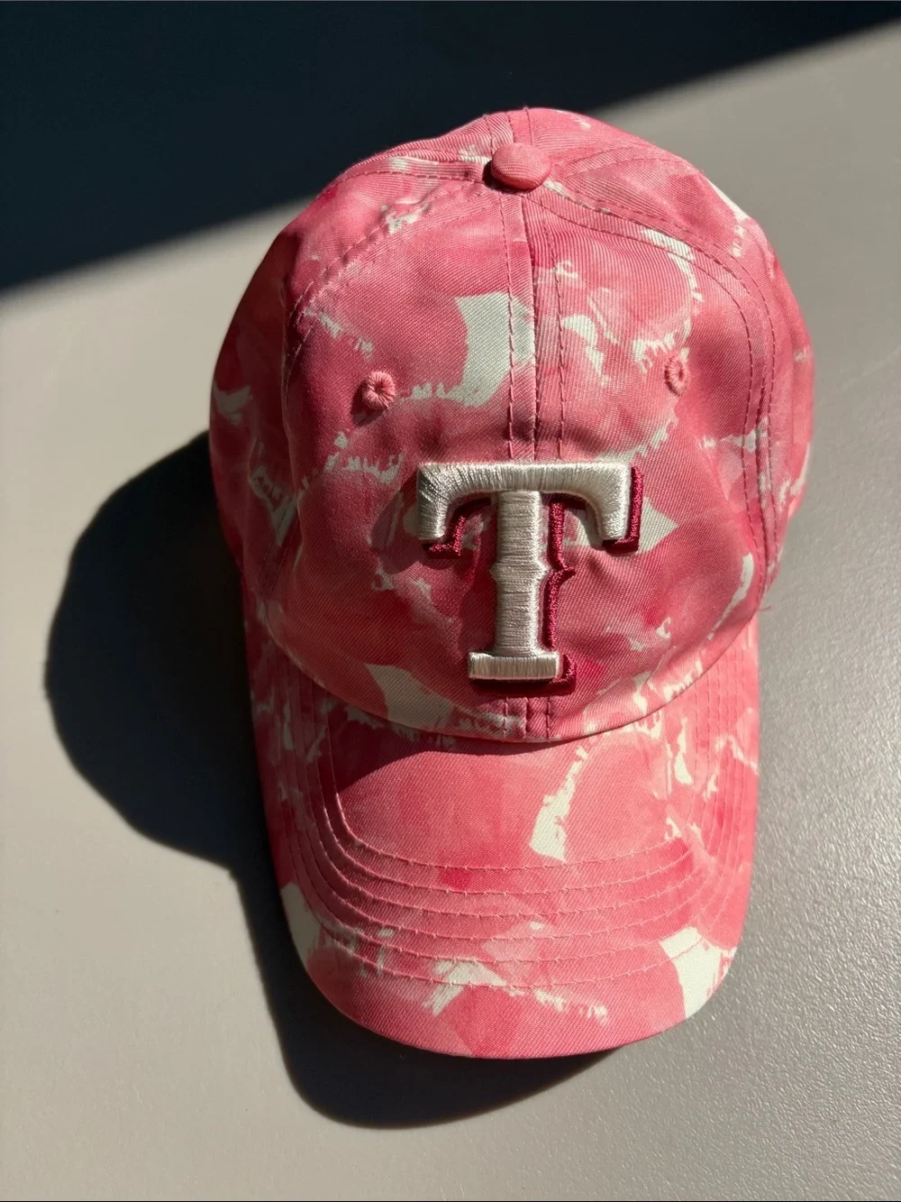 MLB TEXAS RANGERS Pink Tie-Dye Baseball Cap with Embroidered 'T'